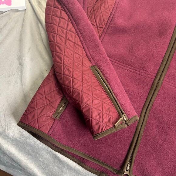 Barbour Malena Cropped Fleece Jacket in Burgundy quilted accents women's 8 - Picture 3 of 8